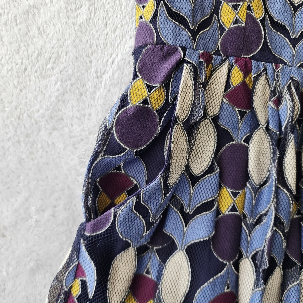 Maeve Dress Womens Size 10 Lace Mermaid Mosaic Purple Blue Scalloped Chelan - Picture 5 of 12